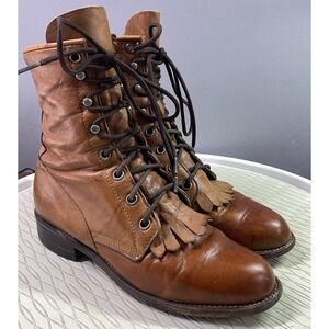 Justin Womens Leather Western Brown Cowgirl Equestrian Riding Ankle Boots Sz.5 B